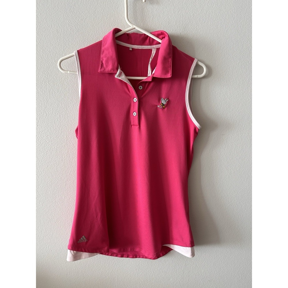 Adidas Winged Foot Golf Club Sleeveless Polo Shirt Pink Size Small